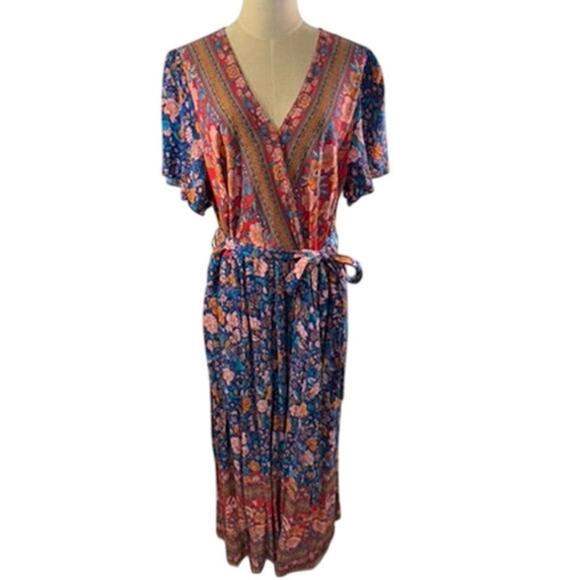 NWT!! "BLOOMCHIC" Summer Bohemian Full Length Flutter Dress SZ 12 Gypsy Fairy - Picture 1 of 13